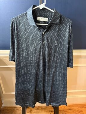 Donald Ross Men's Black Micro Pattern Polo Shirt